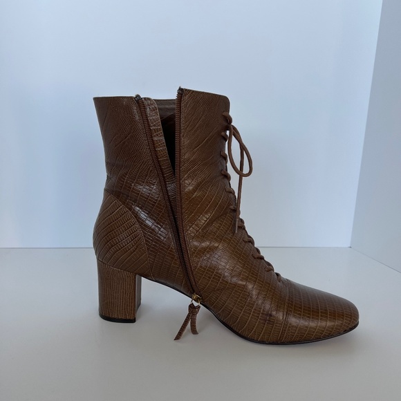 J.Crew Lace-Up Willa Boots in Embossed Lizard size 12 - Picture 2 of 15